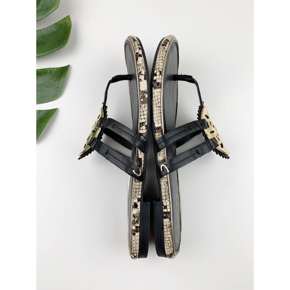 Circus NY Sam Edelman Canyon Sandals Black Gold Medallion Thong Women's 8.5 - Picture 6 of 9